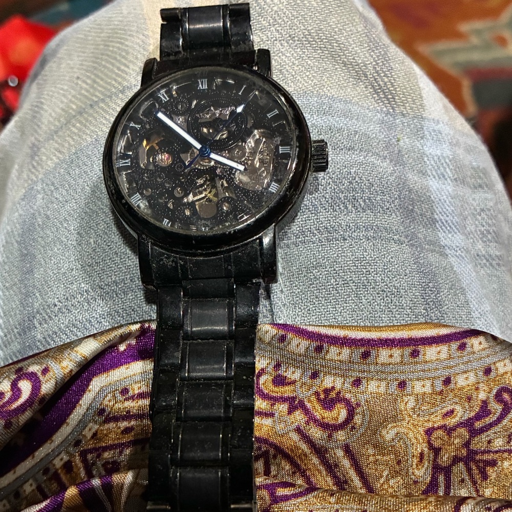 Black Skeleton Dial Men's Wristwatch - Mechanical Style